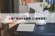 二条广东叫什么麻将（二条啥意思）