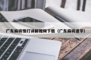 广东麻将慢打讲解视频下载（广东麻将速学）
