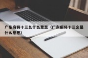 广东麻将十三幺什么意思（广东麻将十三幺是什么意思）