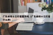 广东麻将十三烂是重开吗（广东麻将十三烂是什么牌）