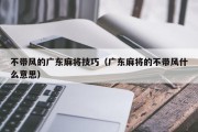 不带风的广东麻将技巧（广东麻将的不带风什么意思）